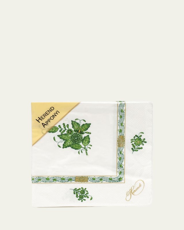Chinese Bouquet Green Paper Napkins, Set of 20